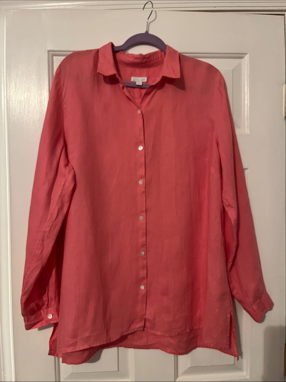 J. Jill Love Linen Bubblegum Pink Button-Down Tunic